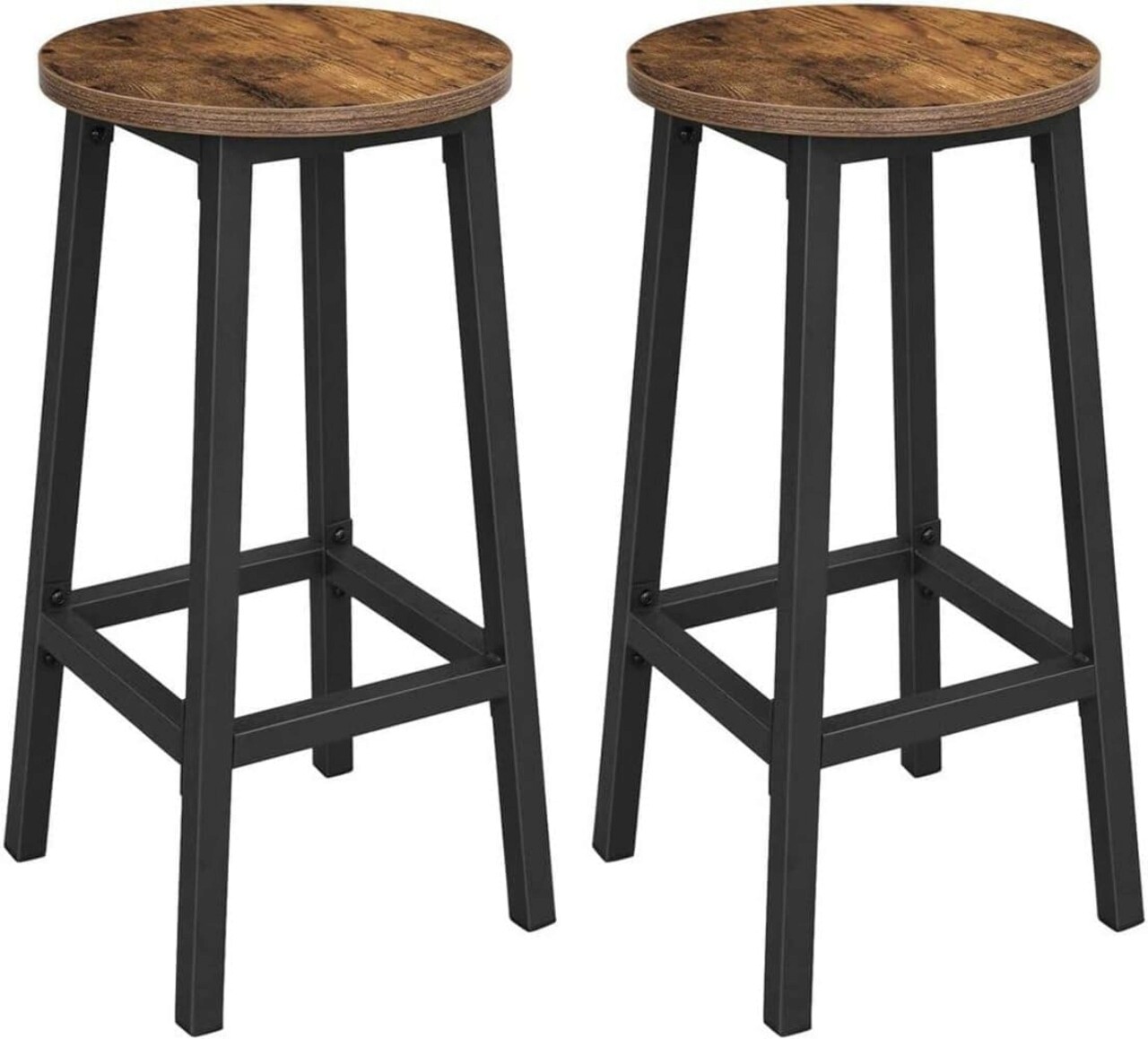 Set 2 scaune de bar Vasagle, 32x65 cm, PAL/otel, maro rustic - imagine 6